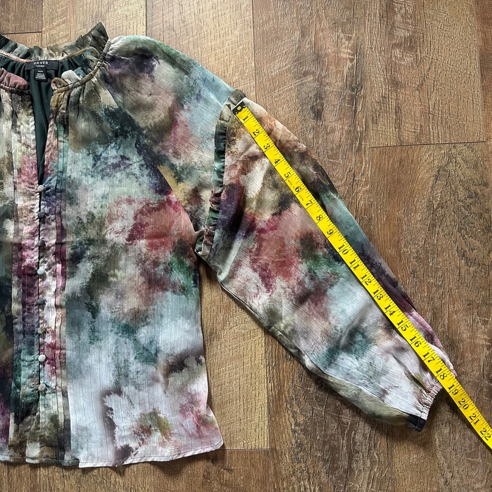 Women's HAVER London Blouse Size M Multicolor Floral Print - Picture 5 of 7